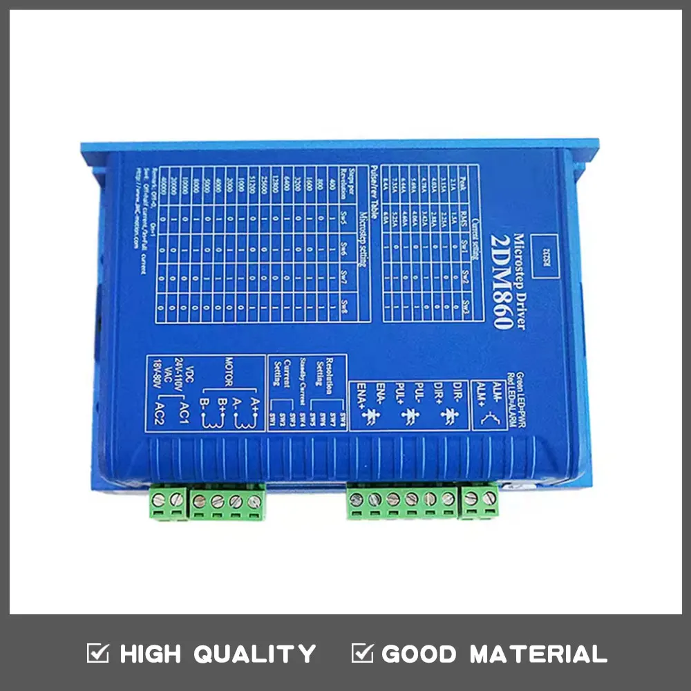 

JMC Original Factory Nema 34 Stepper Motor Driver 2DM860 110DCV AC80V 8.4A Hybrid Digital Open Loop Stepper Motor Driver