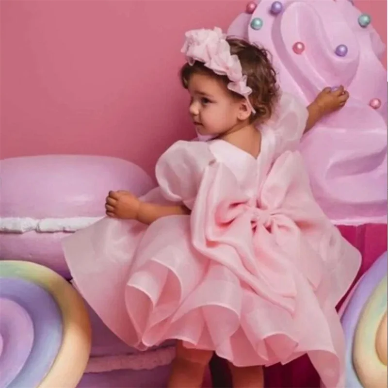 فساتين فتاة الزهور للأطفال الصغار الأميرة تول القوس فساتين المناولة الأولى هدية عيد الميلاد وحفلات الزفاف وأعياد الميلاد #4