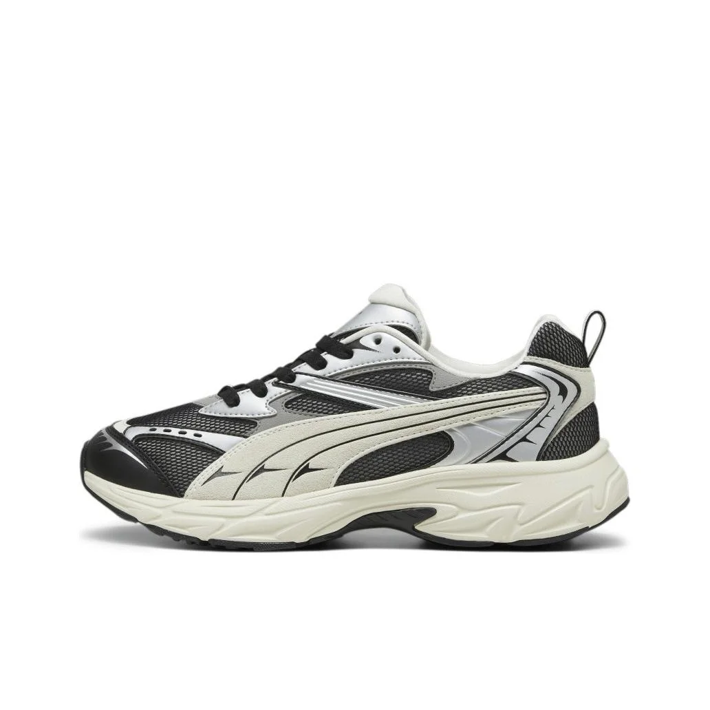 PUMA Morphic Retro Abrasion Resistant Breathable Low top Casual Shoes Unisex Black Silver 395920-01