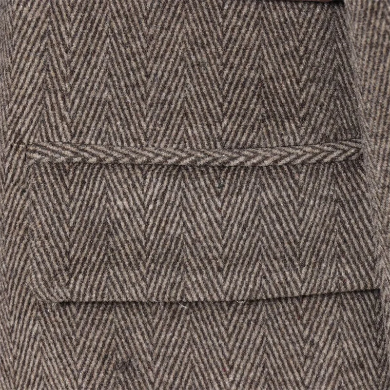 KEYANKETIAN 2026 Spring New Women's Herringbone woolen suit Retro style With Belt Single Breasted Fashion Slim Blazer Coat Top