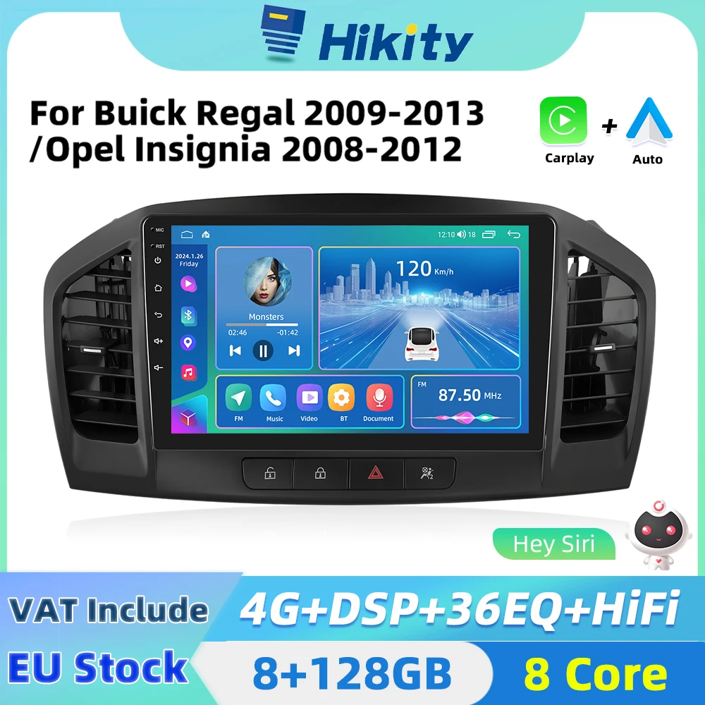 Hikity 2 din Android Car Radio For Buick Regal 2009-2013/Opel Insignia 2008-2012 Auto Stereo Radio Carplay Auto Android