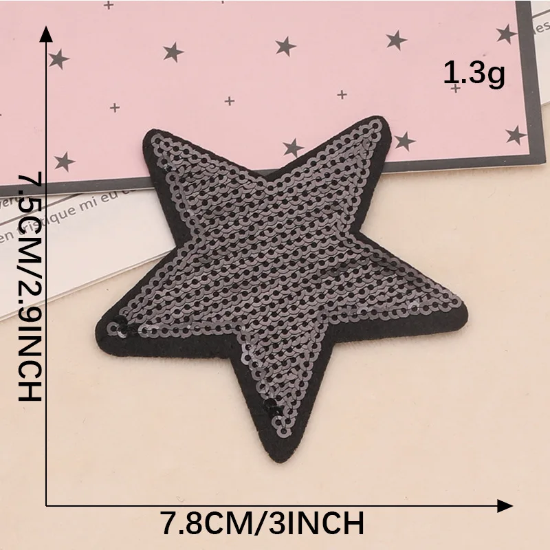 Wholesale 10pcs Sequin Star Patches for Clothing Jeans T-shirt Backpack Badges Iron on Patch Embroidered Emblem Clorhing Sticker