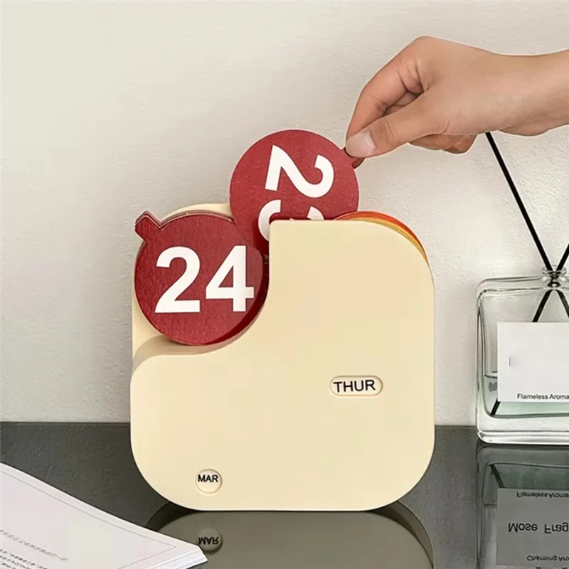 WORTHOWN-Calendario da tavolo minimalista in plastica Calendario a fogli mobili Uso ufficio compatto e portatile