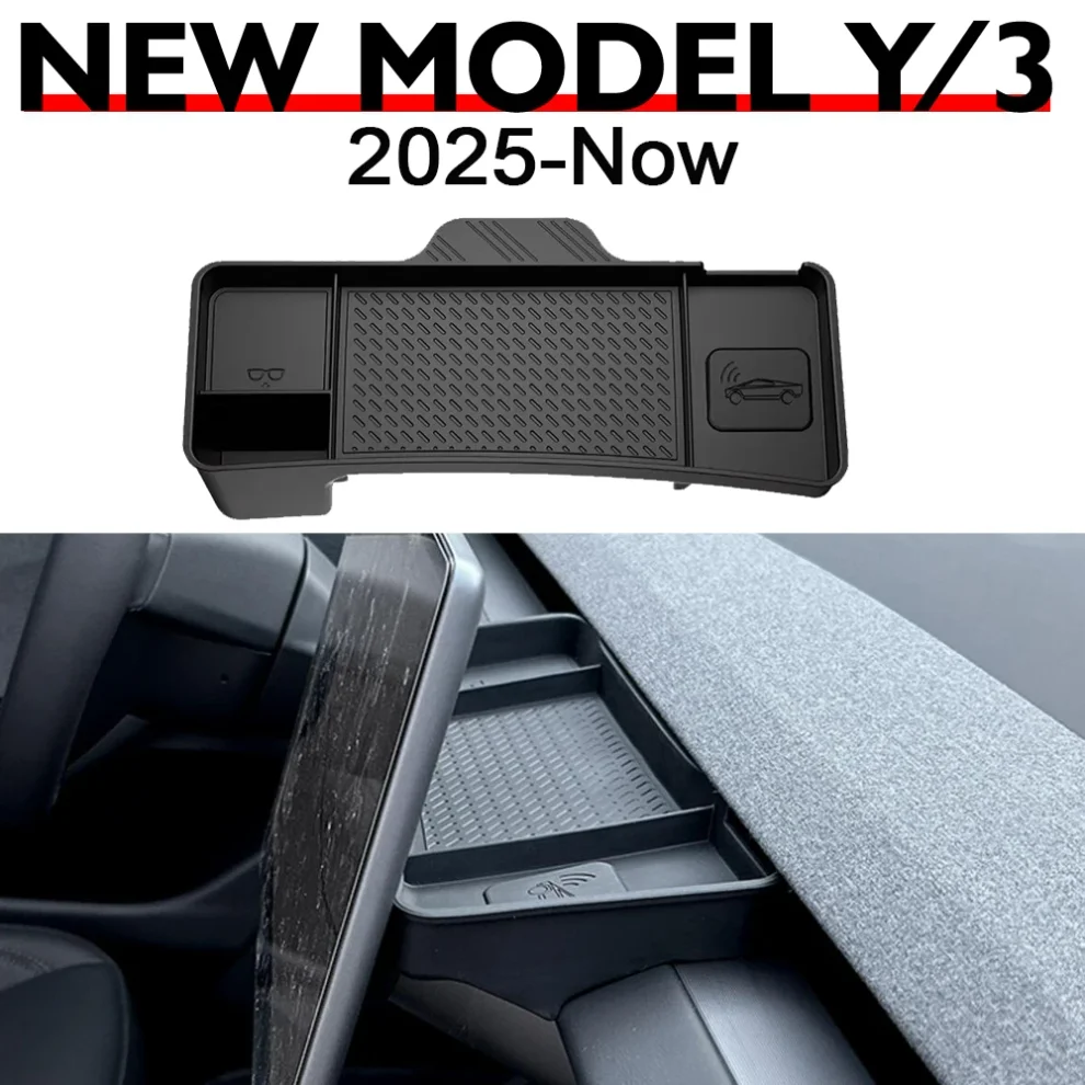 

For Tesla Model 3 Y 2025 2026 Dashboard Storage Tray Center Console Behind Screen Storage Box Dashboard Organizer Glasses Holder
