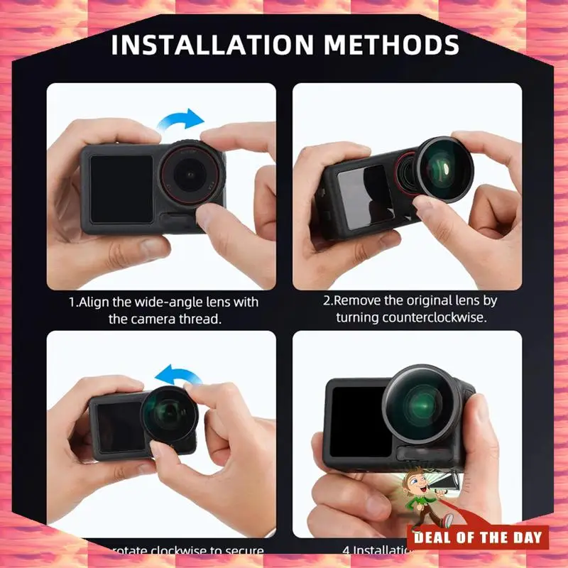 24-Hour Delivery Wide-Angle Lens For Action 5Pro Filter For Action5pro External Wide-Angle Lens To Expand Viewing Angle