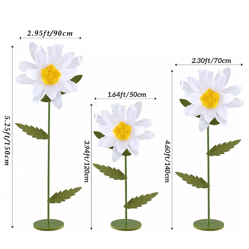 3 قطعة زهور الأقحوان العملاقة للزينة الزفاف أرضية كبيرة واقفة بالحجم الطبيعي زهرة الحرير حفلة مأدبة خلفية ديكور المنزل #6
