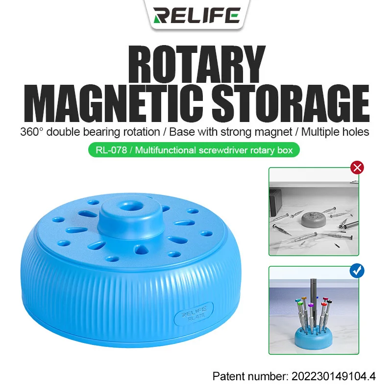 New ReLIFE RL-078 Multifunctional Screwdriver Rotary Box Rotary Magnetic Storage for Most Screwdrivers