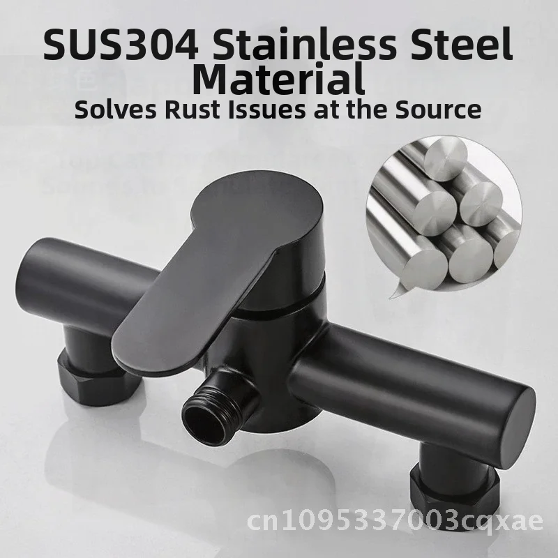 

Concealed 304 Stainless Steel Shower Faucet with Mixing Valve Wall-Mounted Hot And Cold Water Heater Elegant Black Modern