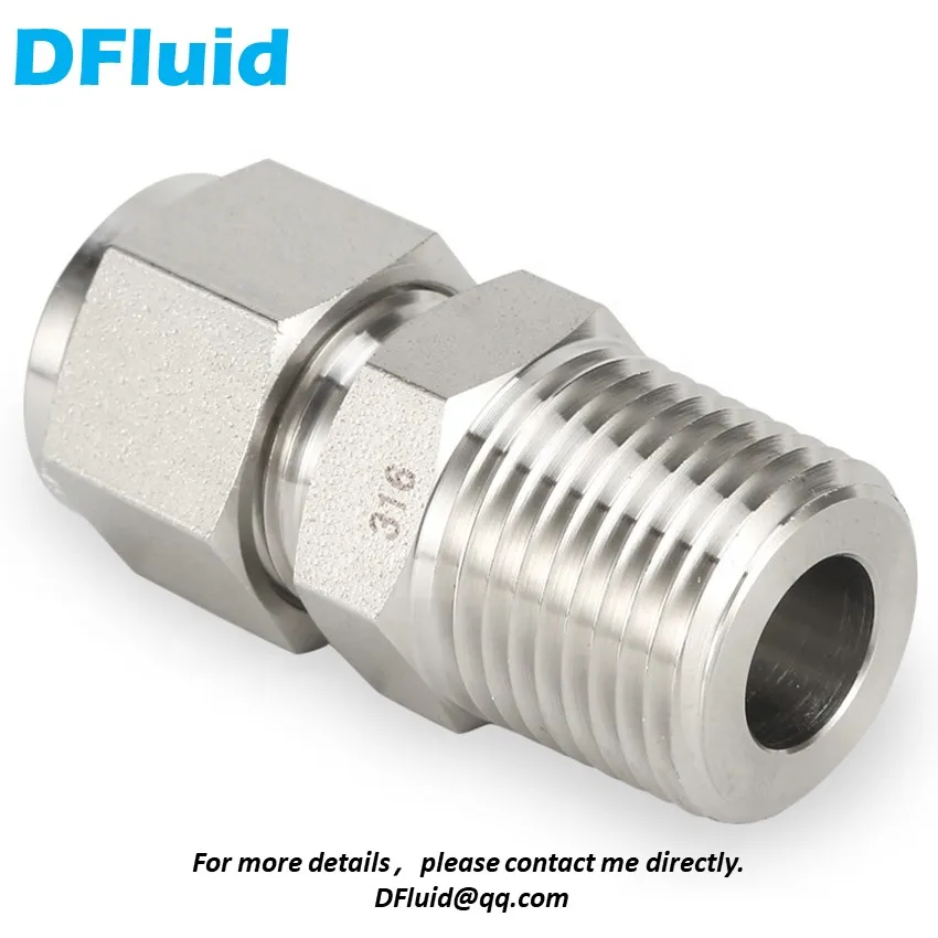 Tubo de compresión de doble férula, accesorio de acero inoxidable 316 macho NPT BSPT RT, 30MPa, 1/8, 1/4, 3/8, 1/2, 6, 8, 10, 12mm, reemplaza