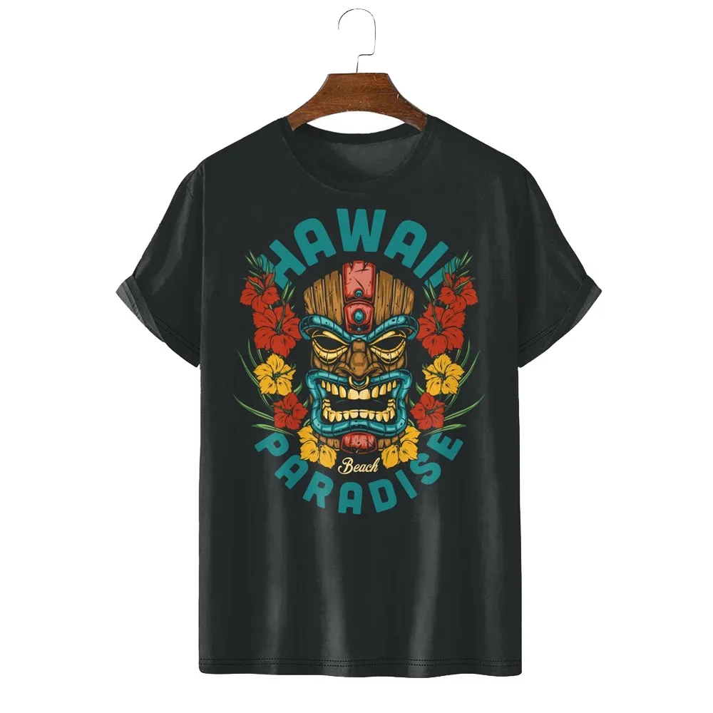 

HXFashion мужские футболки Hawaiian Mask Paradise футболки с цветочным принтом уличные повседневные топы в стиле хип-хоп рубашки в стиле Харадзюку дропшиппинг