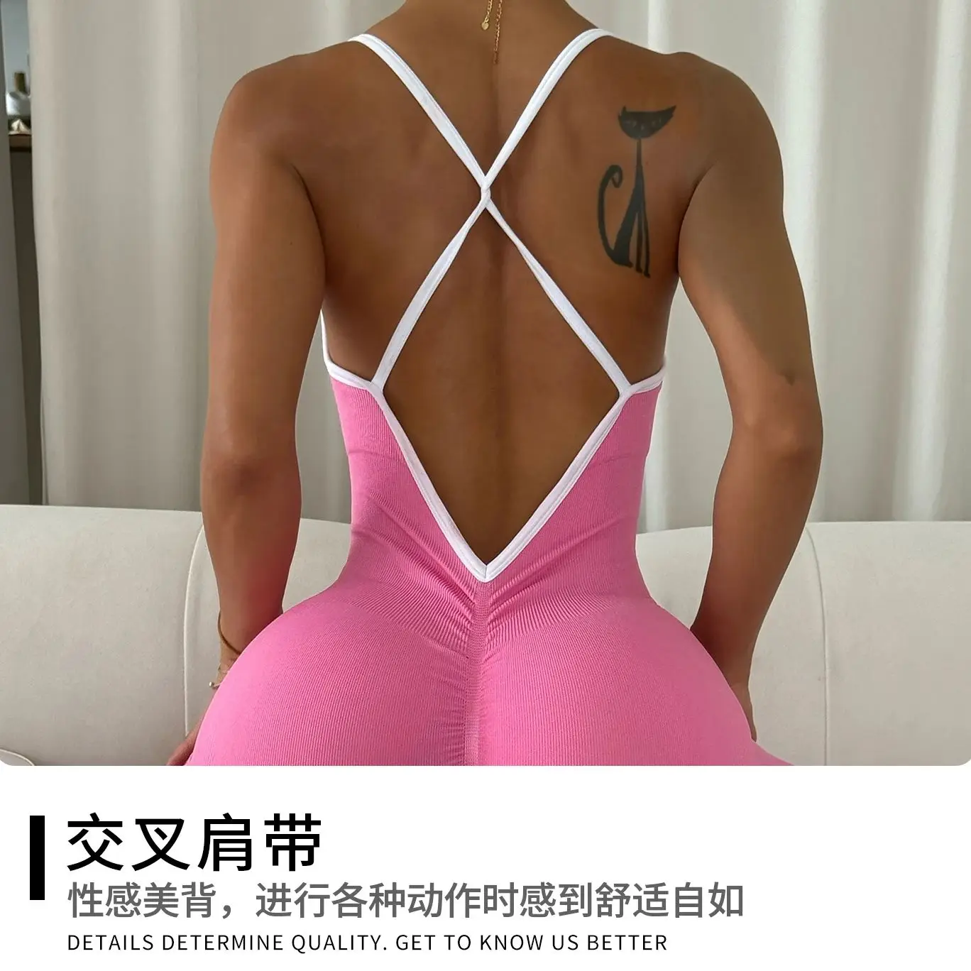 ZHEJIN-mono acanalado con espalda descubierta y costuras para mujer, pelele de Yoga entrecruzado, mono de entrenamiento para levantamiento de glúteos, ropa deportiva para gimnasio