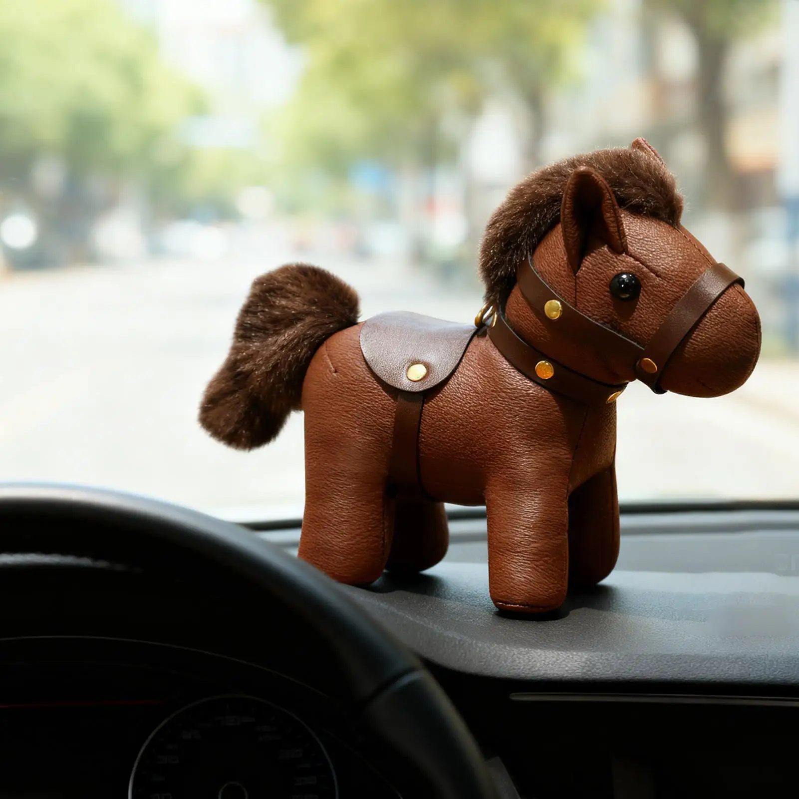 귀여운 말 가방 펜던트 키 체인 말의 해 플러시 인형 패션 PU 가죽 포니 태슬 키 링 액세서리