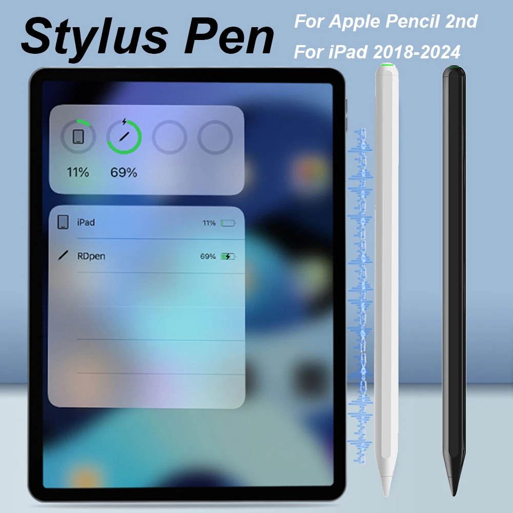 قلم ستايلس لجهاز ابل ايباد اير 3/4/5/M2 لجهاز ايباد ميني 5/6th لـ 2018-2024 iPad قلم شحن مغناطيسي رفض اليد