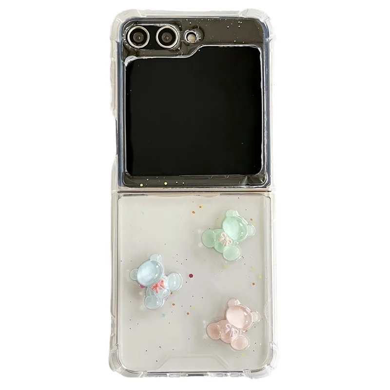 Cartoon Little Bear Bunny Phone Case for Samsung Galaxy ZFlip5 4 3 Hard Cover for ZFlip5 ZFlip3 Zflip4 Solid Shell Bracket image 6