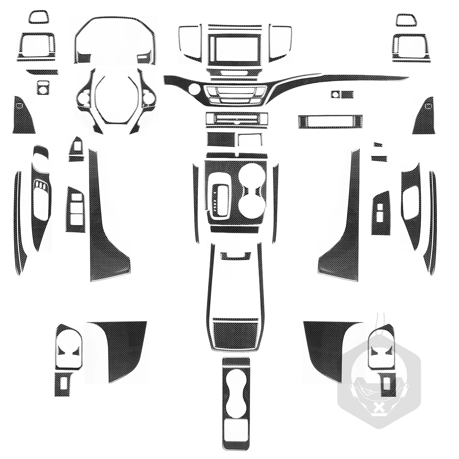 

For Honda Ridgeline Carbon Fiber 2017+ Refit All Interior Panel Trim Set Trim Panel Interior Accessories Stickers
