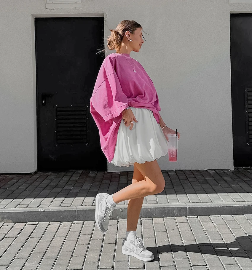 Chic Pleated Faldas High Waisted Casual Short Skirts Satin White Skirts Women 2024 Summer New Elegant Loose Mini Skirts