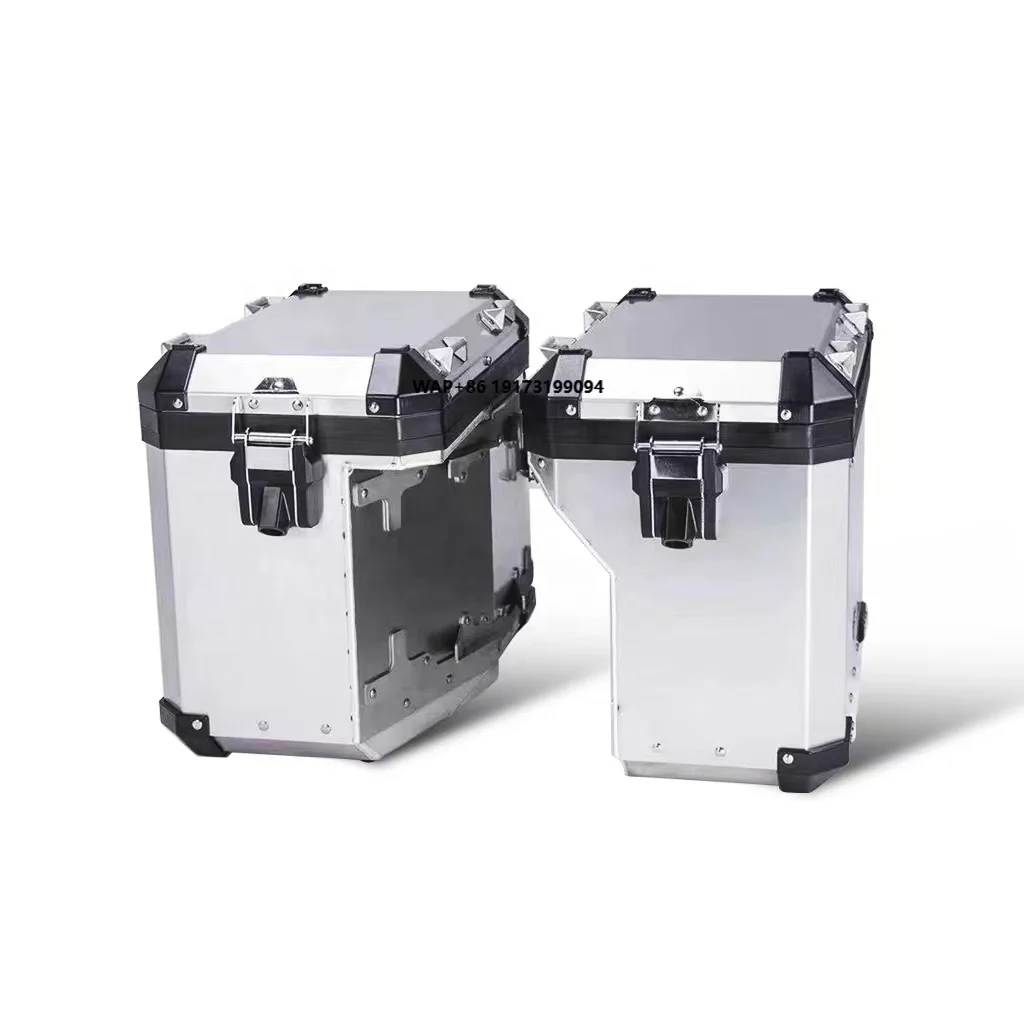 

52L боковые хвостовые коробки для мотоцикла, черный, серебристый, алюминиевый корпус, водонепроницаемый багажник для ADV GS1200