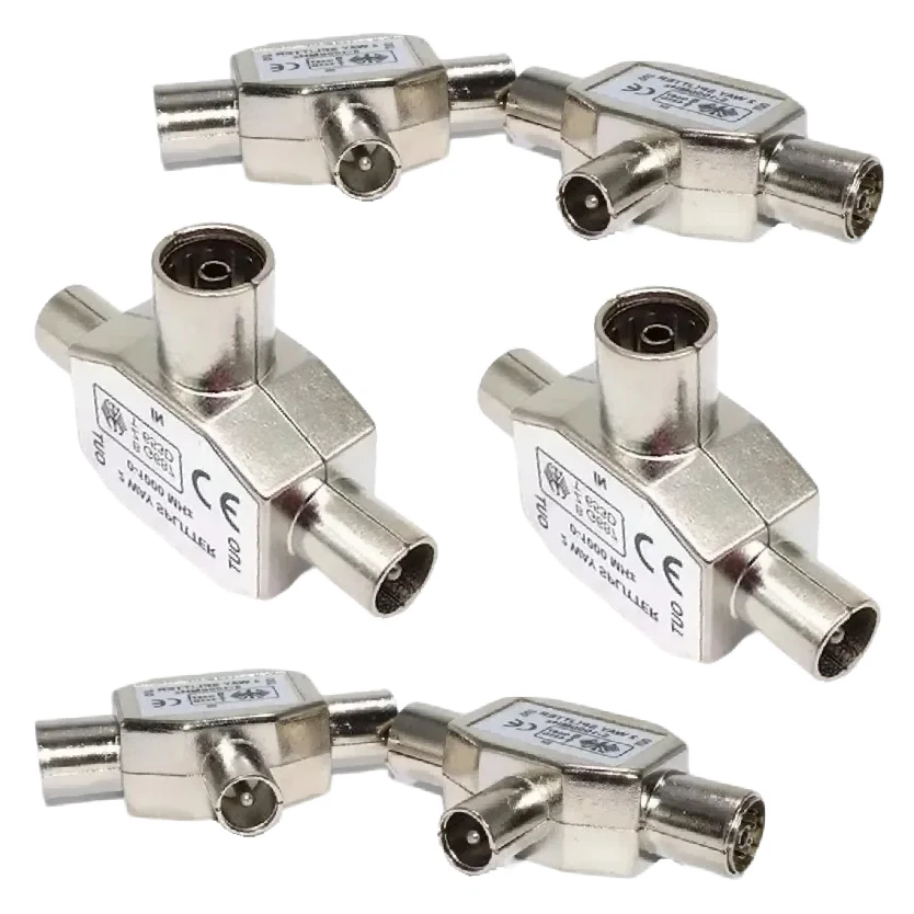 Video Equipment Connector 1 Male 2 Female TV Antenna Plug Tee Conversion Cable Joint Adapter