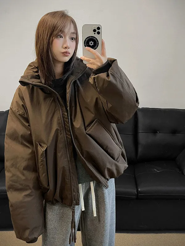 

Американская хлопковая куртка-бомбер с воротником-стойкой и узором снежинки, унисекс, свободного кроя, спортивная одежда для молодежи, из полиэфирного волокна