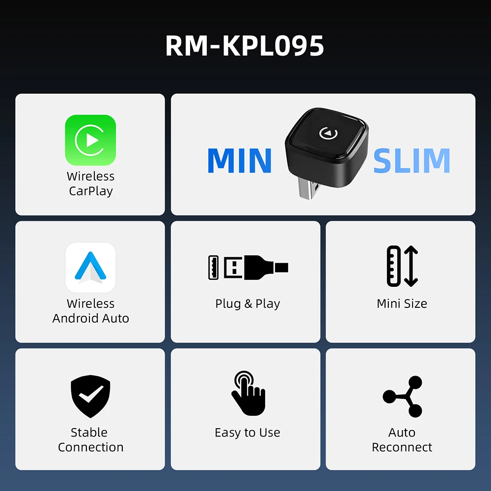 Ezonetronics Wireless CarPlay & Android Auto Adapter 2 in 1, Plug and Play Dongle, Factory Wired Car to Wireless, 5.8GHz WiFi