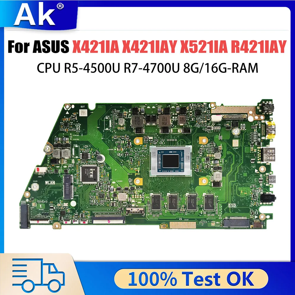 X421IA Notebook Mainboard For ASUS Vivo Book X421IAY X521IA R421IAY Laptop Motherboard With CPU R5 4500U 8G RAM