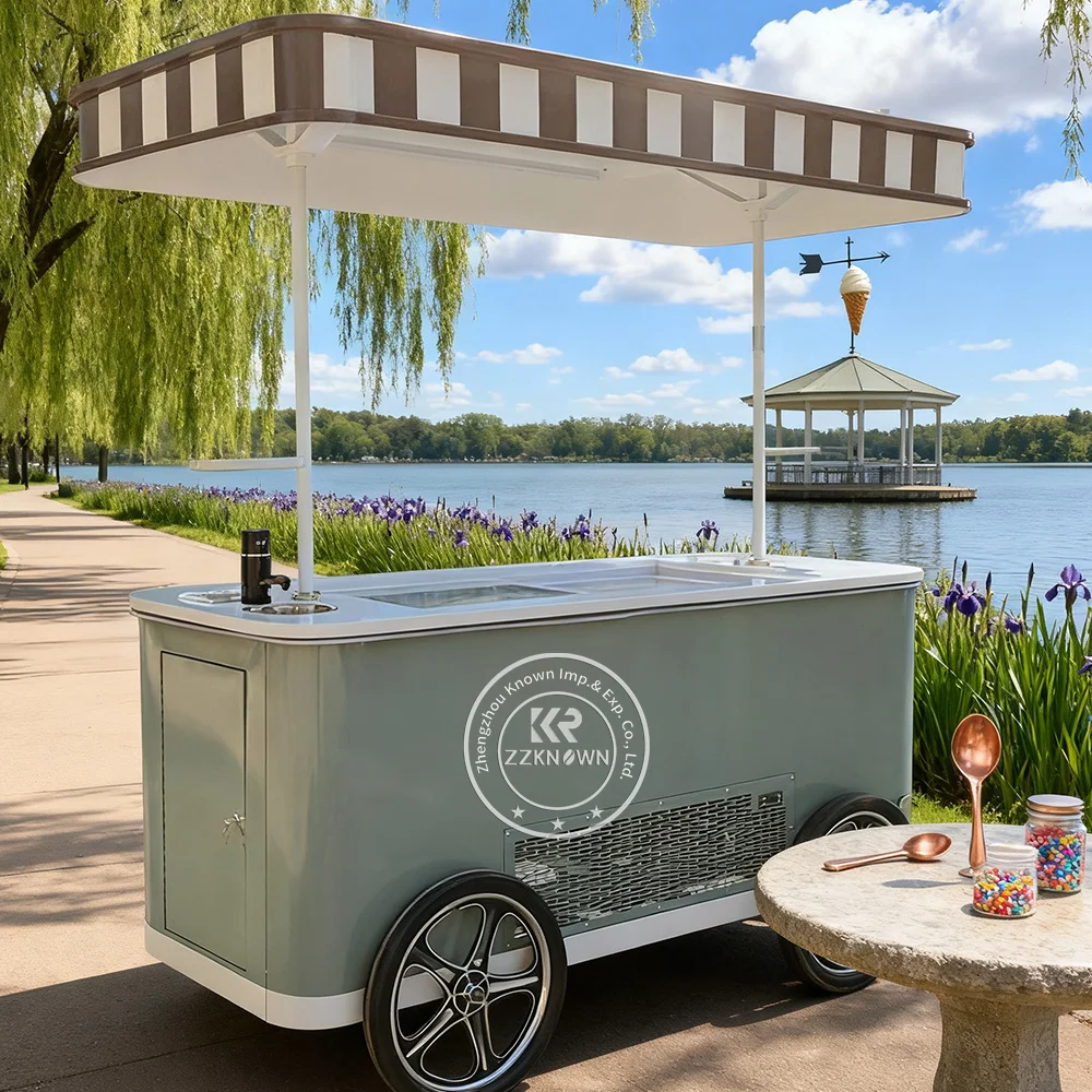 

Movable Popsicle Ice Cream Cart / Gelato Ice Cream Cart with Wheels / Ice Cream Machine Cart