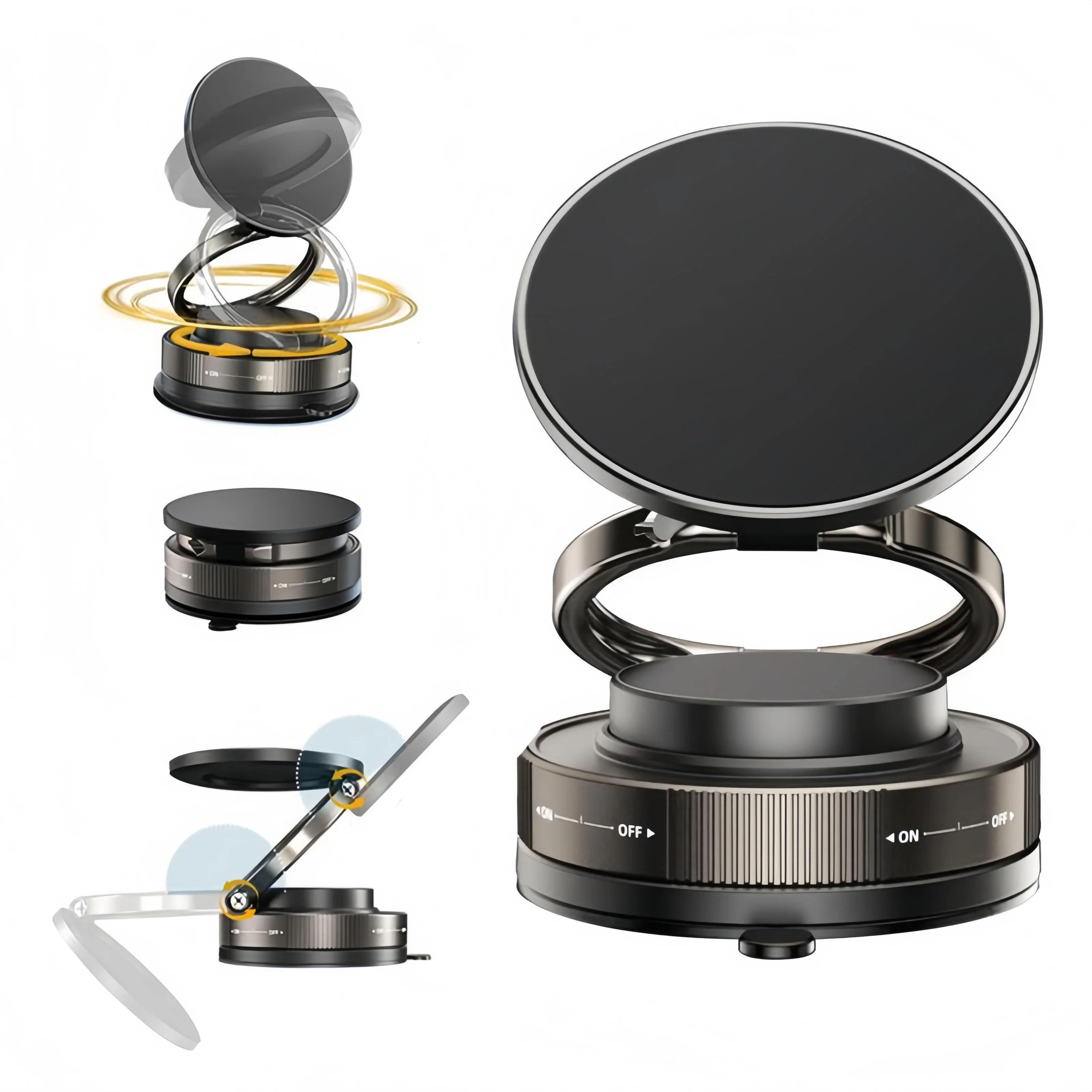 

Magnetic Car Phone Mount Vacuum Suction Cup 360° Rotatable Foldable Stand for Magsafe iPhone Dashboard Windshield Car Gym Mirror