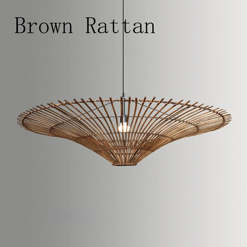 New Rattan Pendant Light Vintage Design Luminaire Retro Home Decor Rattan Lamp Chandeliers for Restaurant Dining Room Decoration