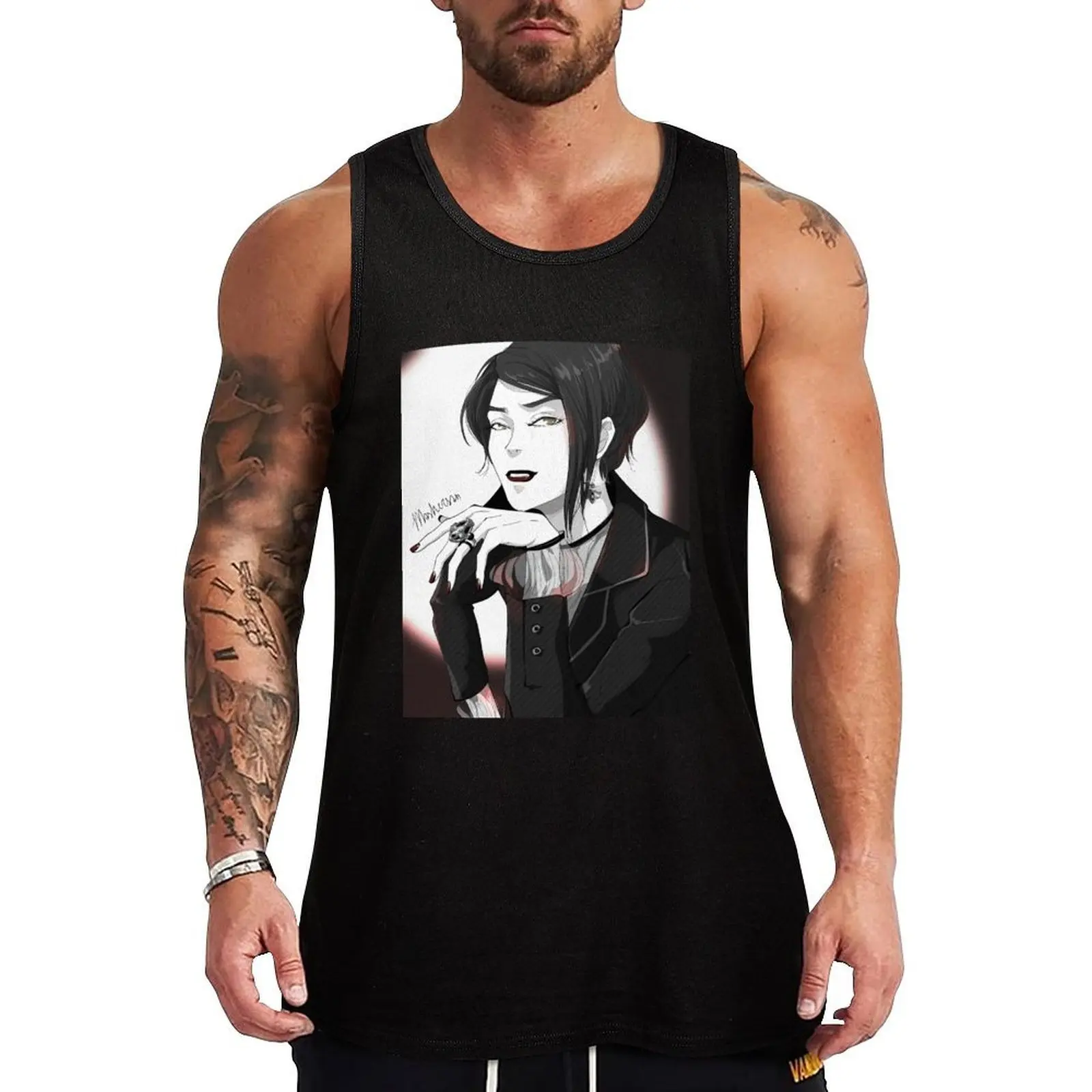 

Aya Manga style Blindfold Mashersan Tank Top Men's fitness t-shirt Gym wear sports clothes for men sleeveless shirts