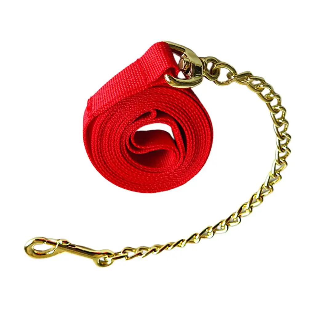Horse Lead Rope Braided PP Webbing Swivel Chain Bridle Pony Cob Lunge Grip for Riding Equipment