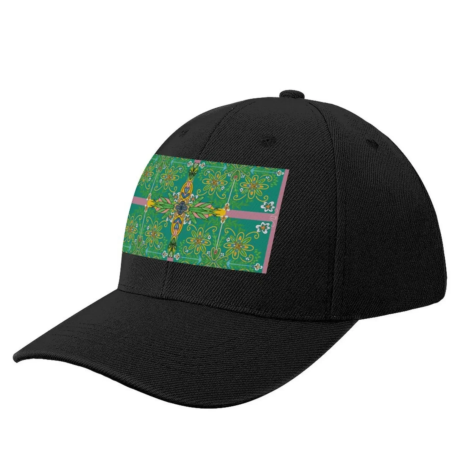 Botanical Printed Woodland Green Garden Symmetrical Flowers Baseball Cap Custom Cap tea Hat Women's Men's