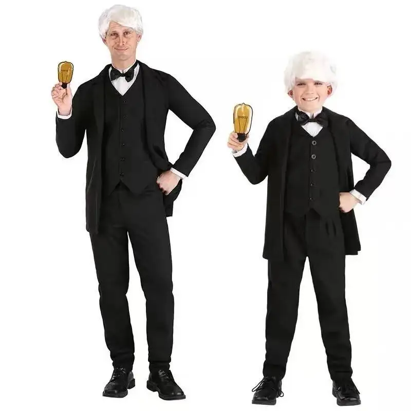 Cos Cosplay Children's Day Halloween Technological Activities Stage Perform Inventor Scientist Edison Carnival Costume Fiesta