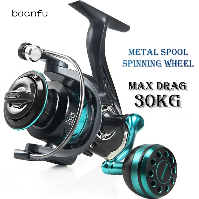 800-12000 Series Ultralight Spinning Fishing Reel with Max Drag of 30kg for Saltwater/Freshwater Fishing All Metal Construction