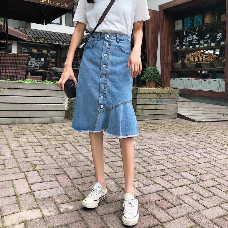 Cheap Wholesale 2018 New Summer  Hot Selling Women\'s Fashion Casual  Sexy Denim Skirt L334