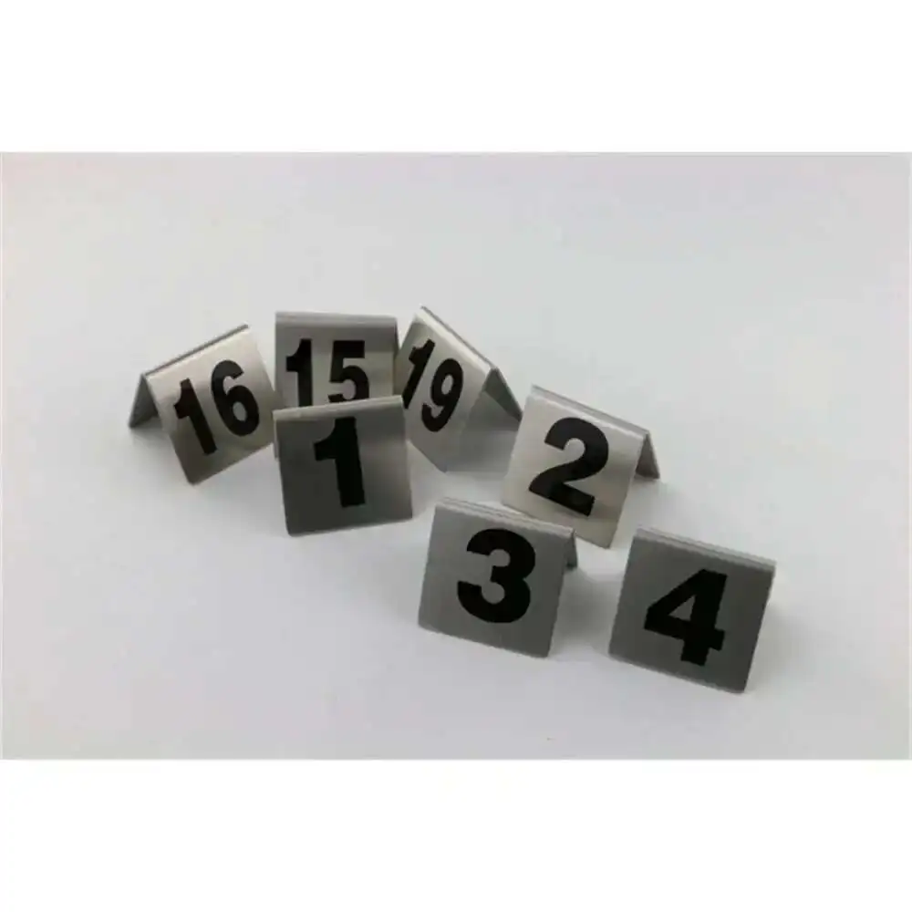 20pcs Double-sides Stainless Steel Table Sign Number Plate Wedding Table Number Restaurant Cafe Bar Place Desk Digit Card Holder