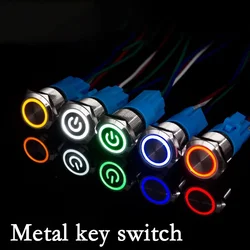 12mm 16mm 19mm 22mm Metal Push Button Switch Flat Head 1NO1NC Start Stop LED Light Red Orange Blue Green White 3v 12v 24v 110v