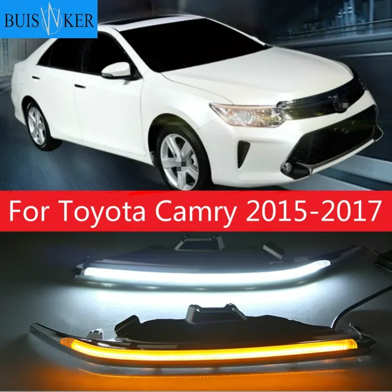 

2PCS Car Accessories LED Daytime Running Light For Toyota Camry 2015-2017 DRL Cover Fog Lamp Car-Styling External Front Fog Lamp