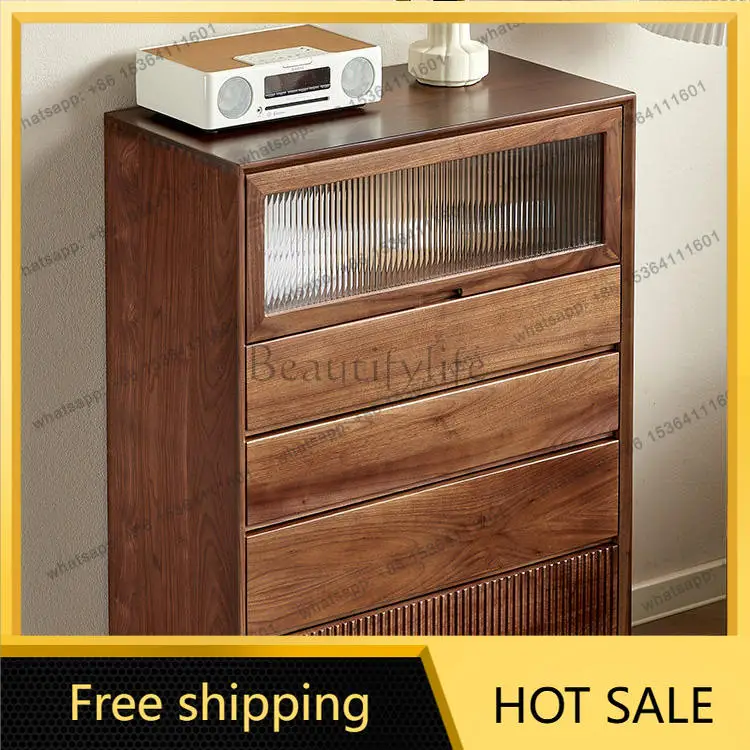 XX. Modern simple living room TV side cabinet Japanese-style solid wood bedroom storage locker