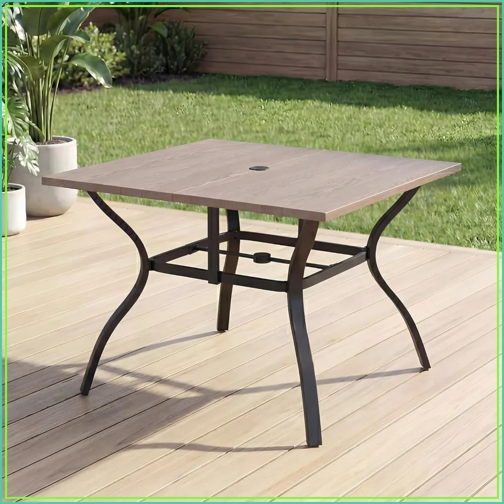 Square Metal Outdoor Dining Table for 4, 37.8x37.8 Inches