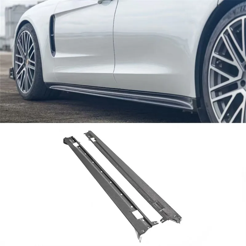 

For Porsche Panamera 971 2017-2023 ReaI Dry Carbon Fiber Side Skirts Extensions Lips Spoiler Body Kit
