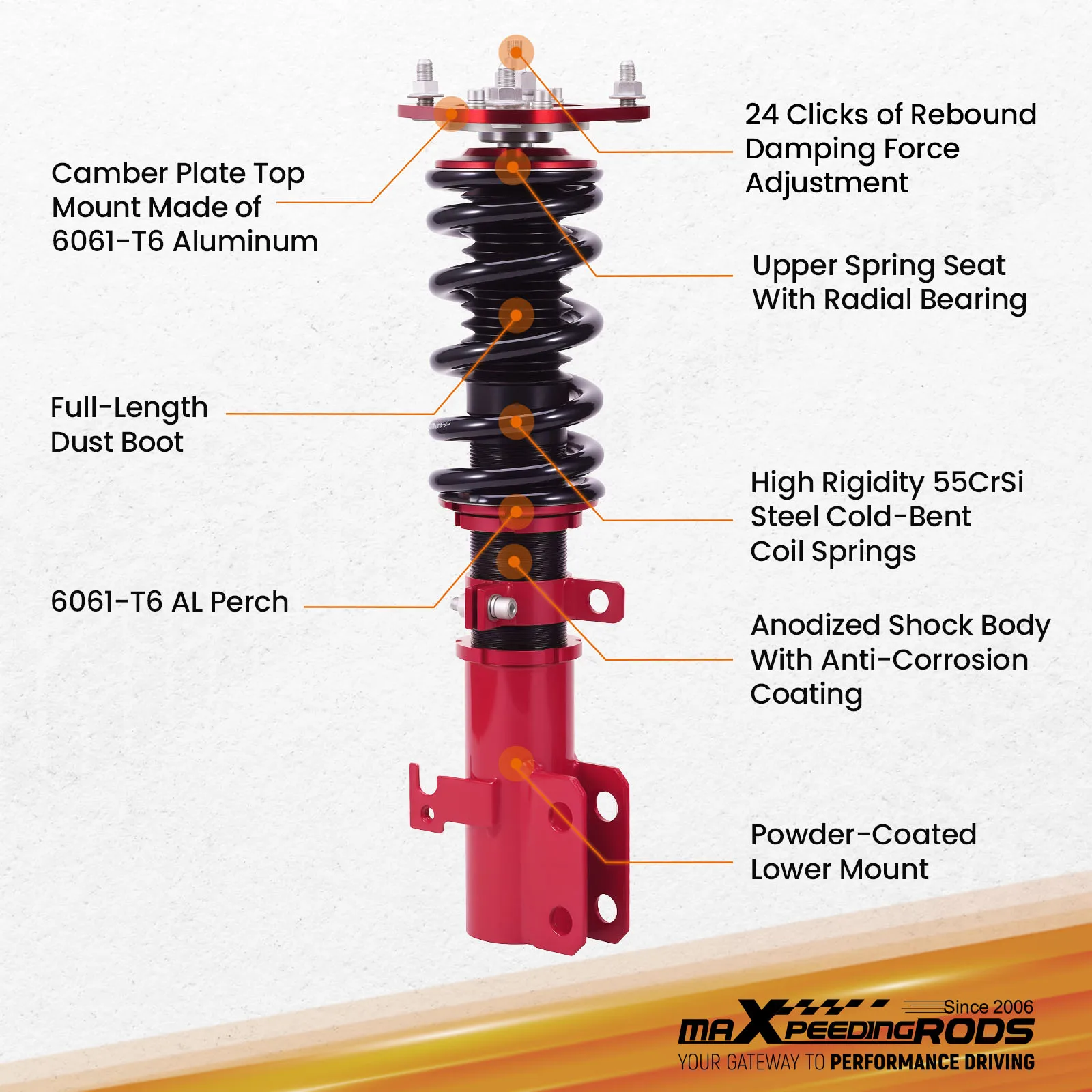 Adjustable Coilovers Suspension Kit for Toyota Corolla E120 Matrix 2003-2008