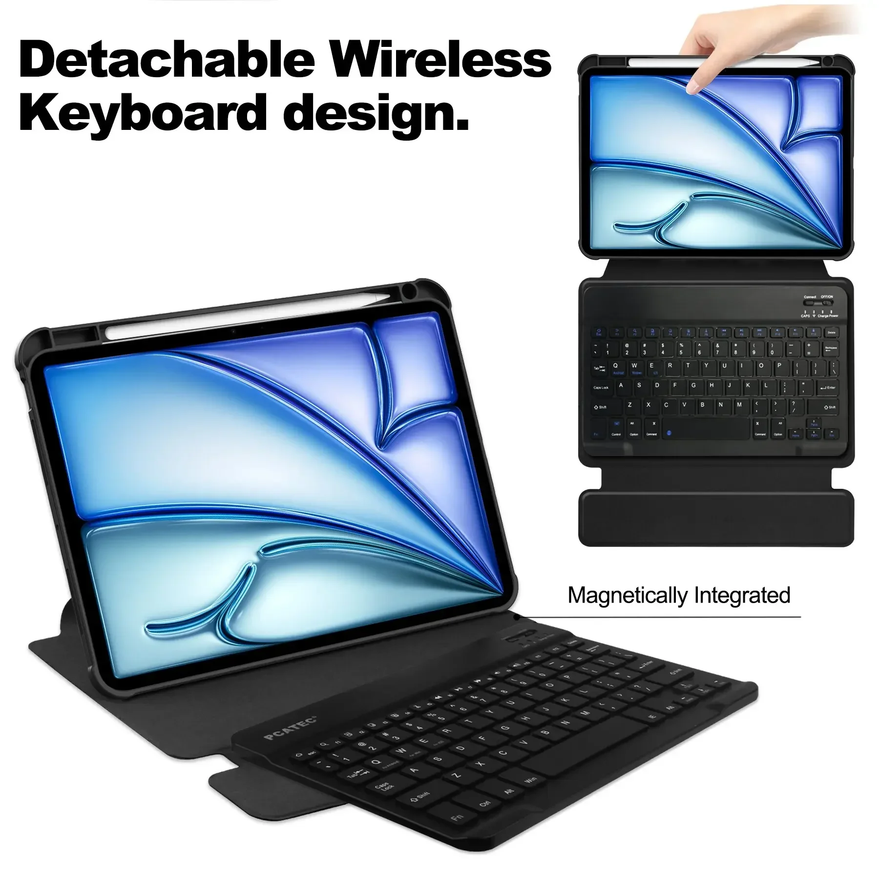 For IPad Air 13 13 Inch 2024 A2903 A2904  Case With New 360-degree Rotating Keyboard  with Auto-sleep