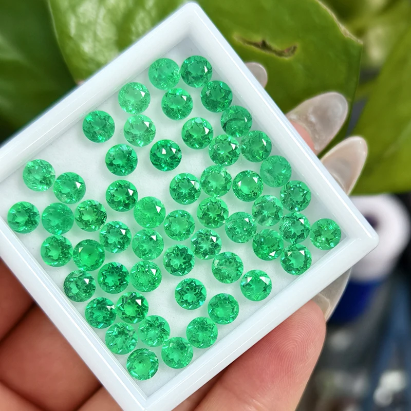 

Top Small Sizes Lab Grown Emerald Green Loose Gemstones Round from 1.0 to 4.5mm Synthetic Created Emerald Stones