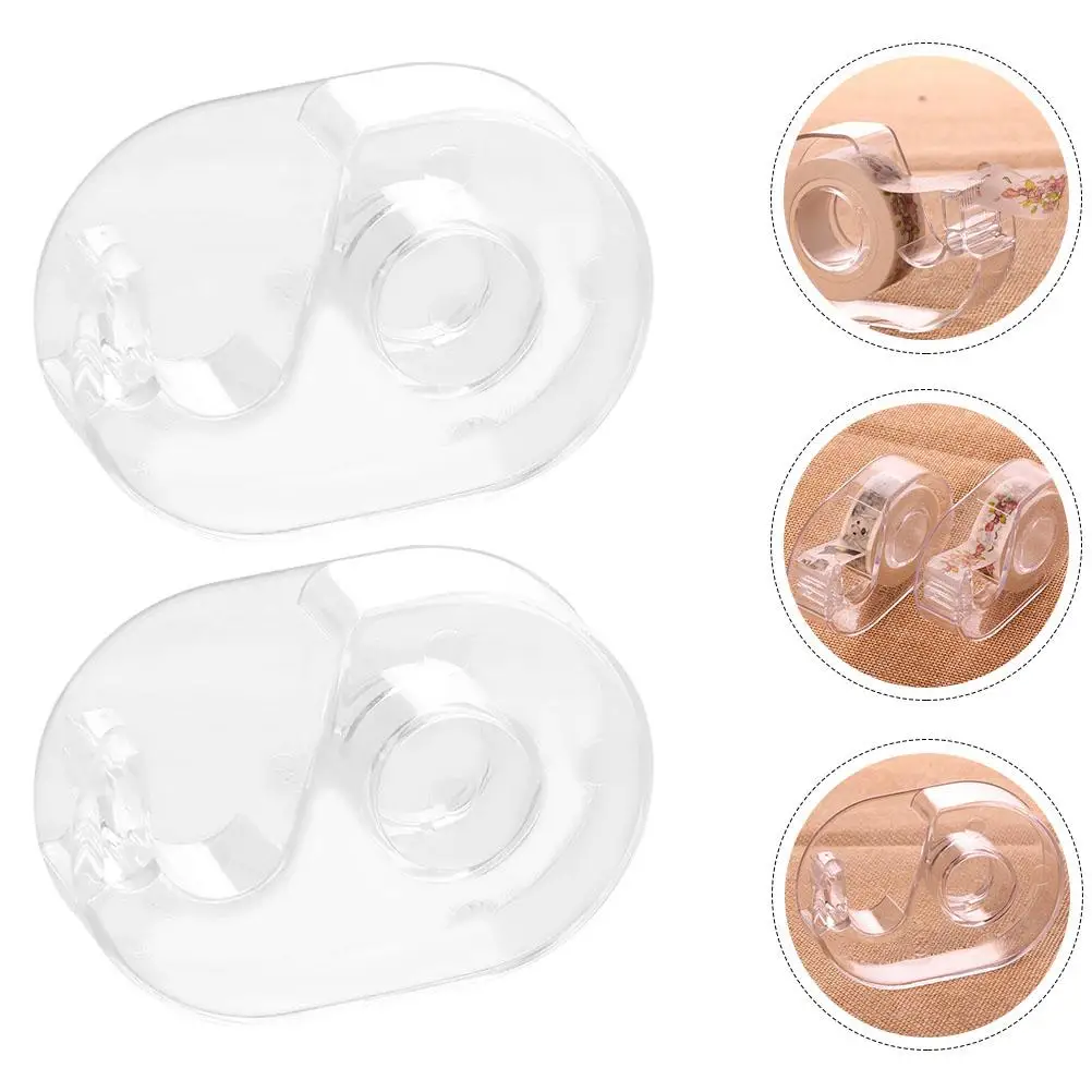 2Pcs Tape Holder Desk Supply Portable Fun Dispenser Professional Labels Stickers Office Use Reliable Design