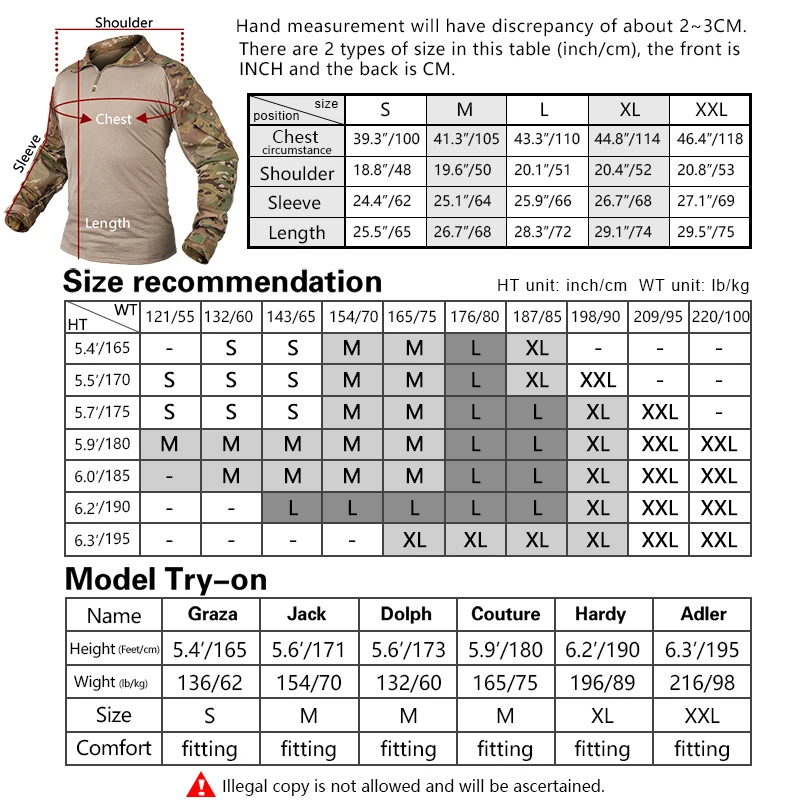 IDOGEAR G3 camisa ropa de caza combate Gen3 camisa táctica camuflaje multi-camo3101