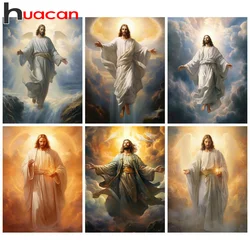 Huacan Diamond Painting Religious Full Round Square Diamond Mosaic Jesus Art Wall Decoration Diy Handmade Gift