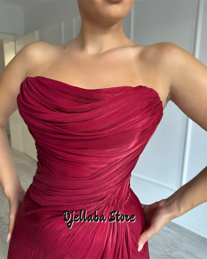 

Customized Long Evening Dresses 2025 With Slit Mermaid Pleated فساتين الحفلة Prom Dress for Women Wedding Party Gown