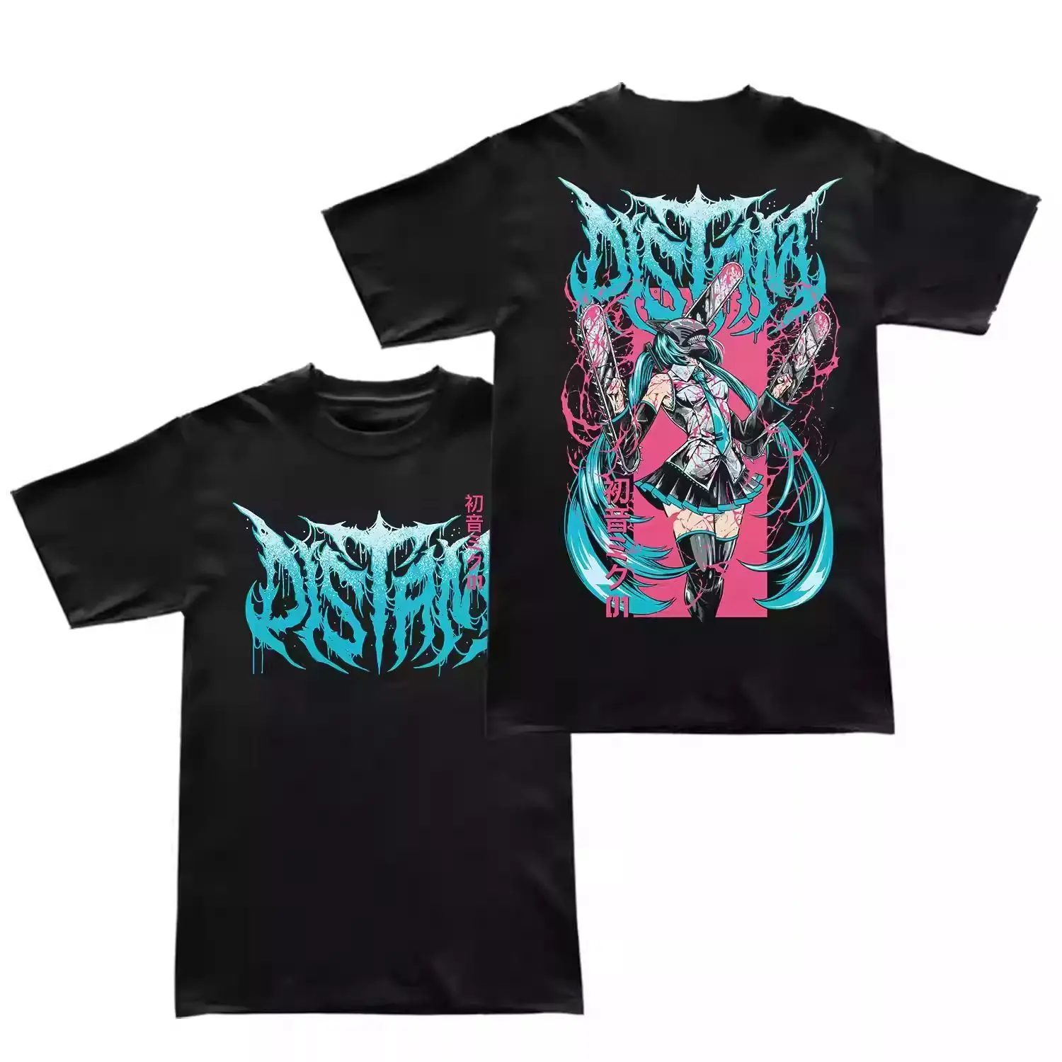 camisetas-estampadas-da-banda-european-dead-core-hatsune-miku-chainsaw-man-camisetas-de-algodao-puro-de-manga-curta-para-homens-e-mulheres