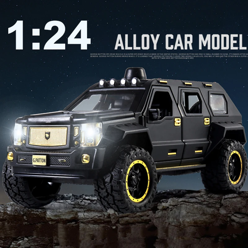 

1:24 Alloy G.PATTON GX Armored Car Model Diecasts Toy Off-road Vehicles Pull Back Car Metal Explosion Proof Car Kids Gifts