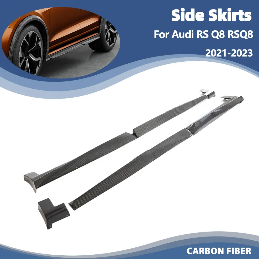 

Car Side Skirts Extensions For Audi RS Q8 RSQ8 Base Sport Utility 4-Door 2021-2023 Carbon Fiber Side Skirt Lips Apron Body Kit